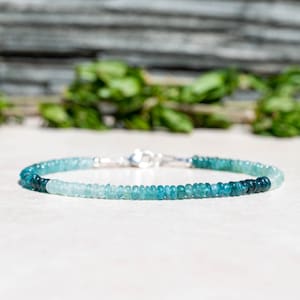 Handmade Natural Grandidierite Gemstone Beaded Bracelet for Women, Super skinny Delicate Women&#39;s Jewelry, Birthday Gift for Her