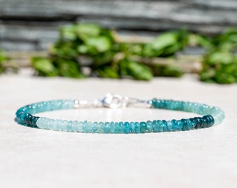 Handmade Natural Grandidierite Gemstone Beaded Bracelet for Women, Super skinny Delicate Women's Jewelry, Mothers Day Gift for Her