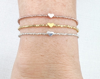 Karen Hill Tribe Silver Bracelet, Womens Sterling, Gold, Rose Gold, Bead Bracelet, Ultra Thin Delicate Jewelry, Birthday Gift For Her