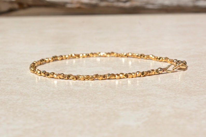 Gold Vermeil Bracelet Minimalist Beaded Stacking Bracelet Etsy