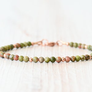 Natural Unakite Bracelet for Women, Spiritual Meditation Bracelet, Dainty Crystal Gemstone Beaded Bracelet, Mothers Day Gift For Her