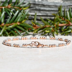 Raw Diamond Beaded Bracelet for Women, Delicate Rose Gold Filled April Birthstone Jewelry, Mothers Day Gift for Her immagine 5