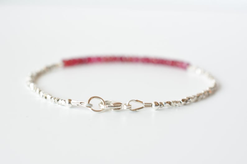 Ruby birthstone bracelet july birthstone sterling silver etsy