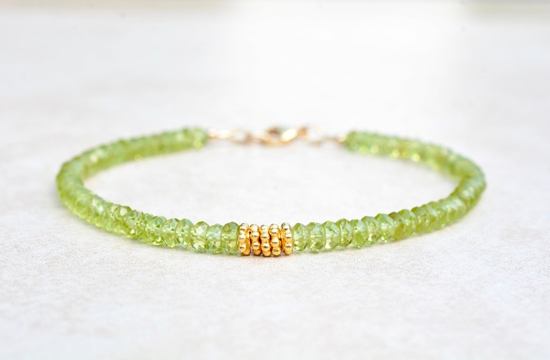 Peridot & Gold Bracelet August Birthstone Bracelet Peridot Etsy