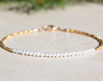 June Pearl Birthstone Bracelet, Natural Genuine Freshwater Pearl, Dainty Gold Vermeil Jewelry, Wedding Jewelry, Mothers Day Gift for Her