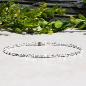 Handmade Dainty Karen Hill Tribe Silver Stick Beaded Bracelet for Women Mothers Day Gift for Her image 1