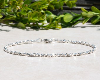 Handmade Dainty Karen Hill Tribe Silver Stick Beaded Bracelet for Women | Mothers Day Gift for Her