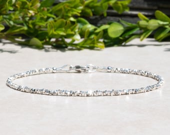 Dainty Karen Hill Tribe Thai Silver Stick Beaded Handmade Bracelet for Women | Birthday Gift for Her