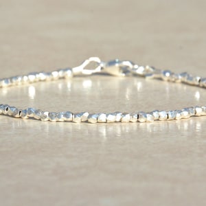 Karen Hill Tribe Silver Bracelet, Ultra Delicate Beaded Bracelet, Dainty Sterling Silver Women's Bracelet, Mothers Day Gift for Her image 1