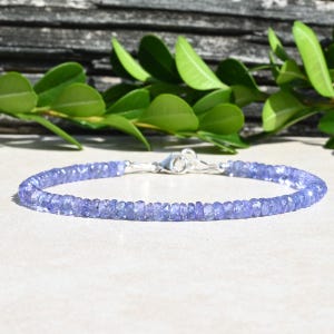 Tanzanite Bracelet, December Birthstone, Gemstone Beaded Women&#39;s Bracelet, Delicate Stacking Bracelet, Birthday Gift For Her