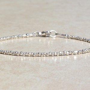 Karen Hill Tribe Silver Bracelet, Beaded Bracelet, Small Dainty Silver Bracelet, Women&#39;s Stacking Bracelet, Birthday Gift for Her