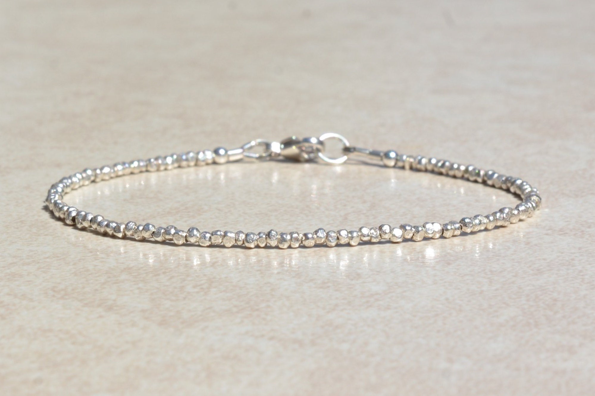 Karen Hill Tribe Silver Bracelet, Beaded Bracelet, Small Dainty Silve…