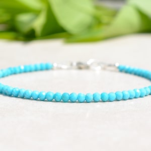 Very Dainty Turquoise Sleeping Beauty Bracelet, December Gemstone Birthstone, Arizona Natural Turquoise, Birthday Gift for Her