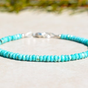 Turquoise Sleeping Beauty Bracelet, December Birthstone, Gemstone Bead Bracelet, Arizona Natural Turquoise, Birthday Gift For Her