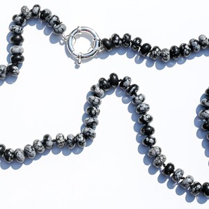 Snowflake Obsidian Hand Knotted One of a Kind Gemstone Candy Necklace, Birthday Gift for Her