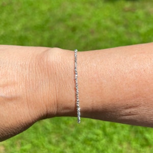 Handmade Dainty Karen Hill Tribe Silver Stick Beaded Bracelet for Women Mothers Day Gift for Her image 2