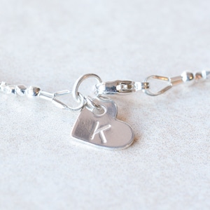 Charm Only, Add To Any Bracelet, Personalized Initial Letter Charm, Customized Dainty Sterling Silver Heart Charm, Gift for Her