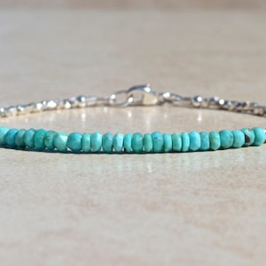 Pulsera de la Bella Durmiente con Turquesa Natural, Pulsera de Plata con Cuentas para Mujer, Joyería con Piedra Natal de Diciembre, Regalo de Cumpleaños para Ella