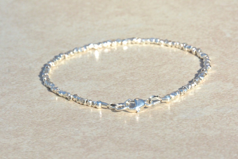 Karen Hill Tribe Silver Bracelet, Ultra Delicate Beaded Bracelet, Dainty Sterling Silver Women's Bracelet, Mothers Day Gift for Her image 6