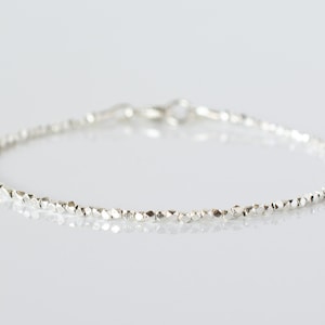 Karen Hill Tribe Silver Sterling Beaded Bracelet, Ultra Thin Delicate Dainty Women&#39;s Bracelet, Everyday Jewelry, Birthday Gift for Her