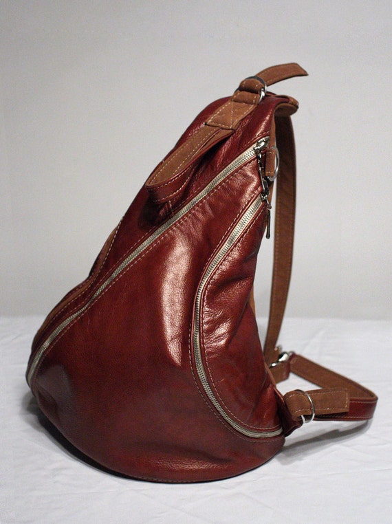 triangle leather backpack