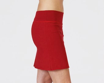 Minigonna aderente da donna - Gonna corta da yoga bordeaux - Gonna da donna slim fit - Capo perfetto per la stratificazione - Minigonna in cotone elasticizzato.