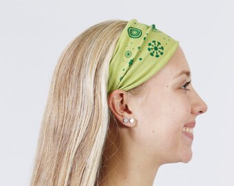 Headband for Women-Yoga,Workout Wide Green Mandala Hairband-Stretch Cotton Fitness & Fashion Hair Accessory- Buy Any 4,Get 1 FREE!