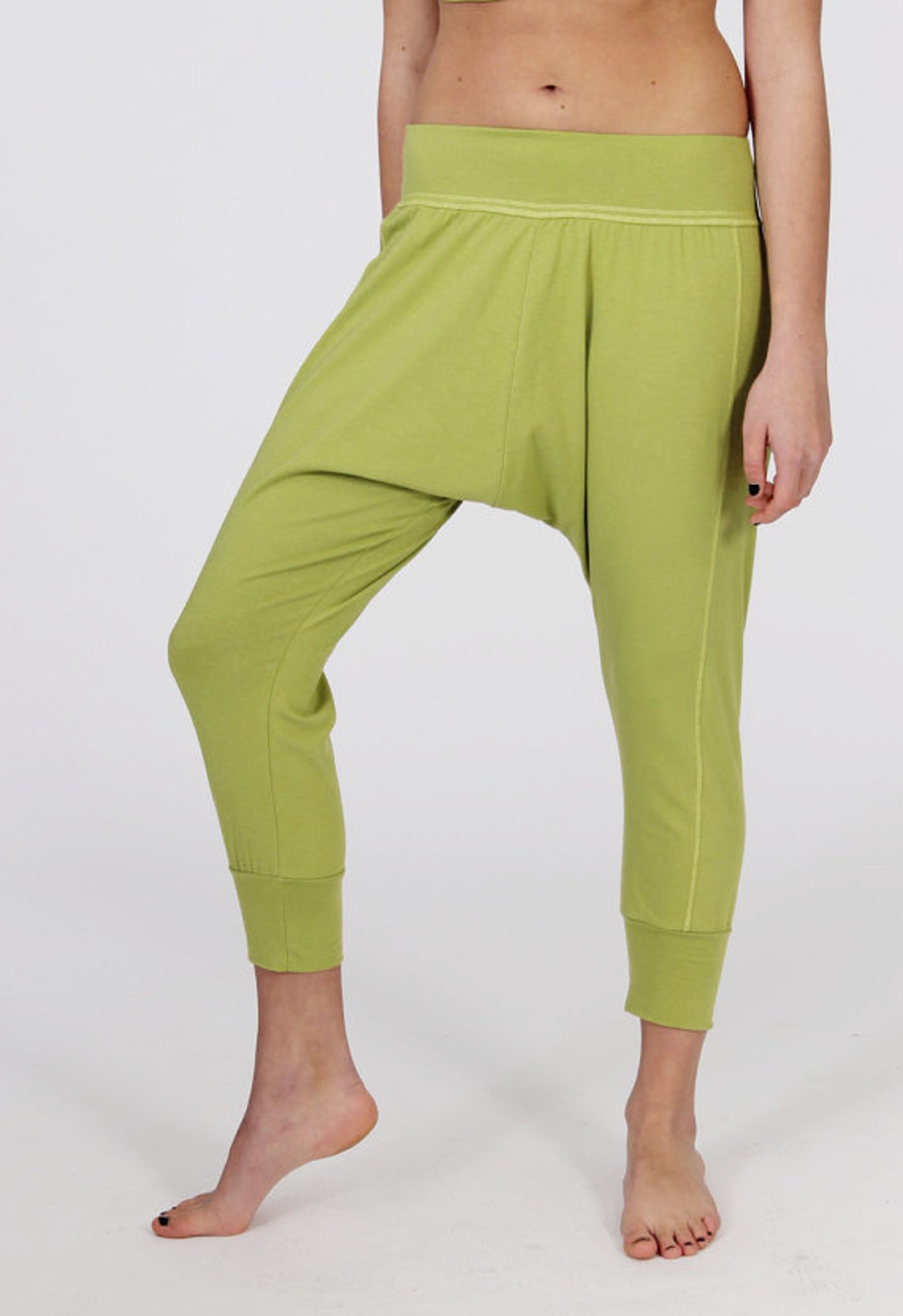 Women's Cropped Harem Pants Yoga Dropped Crotchcuffed Etsy