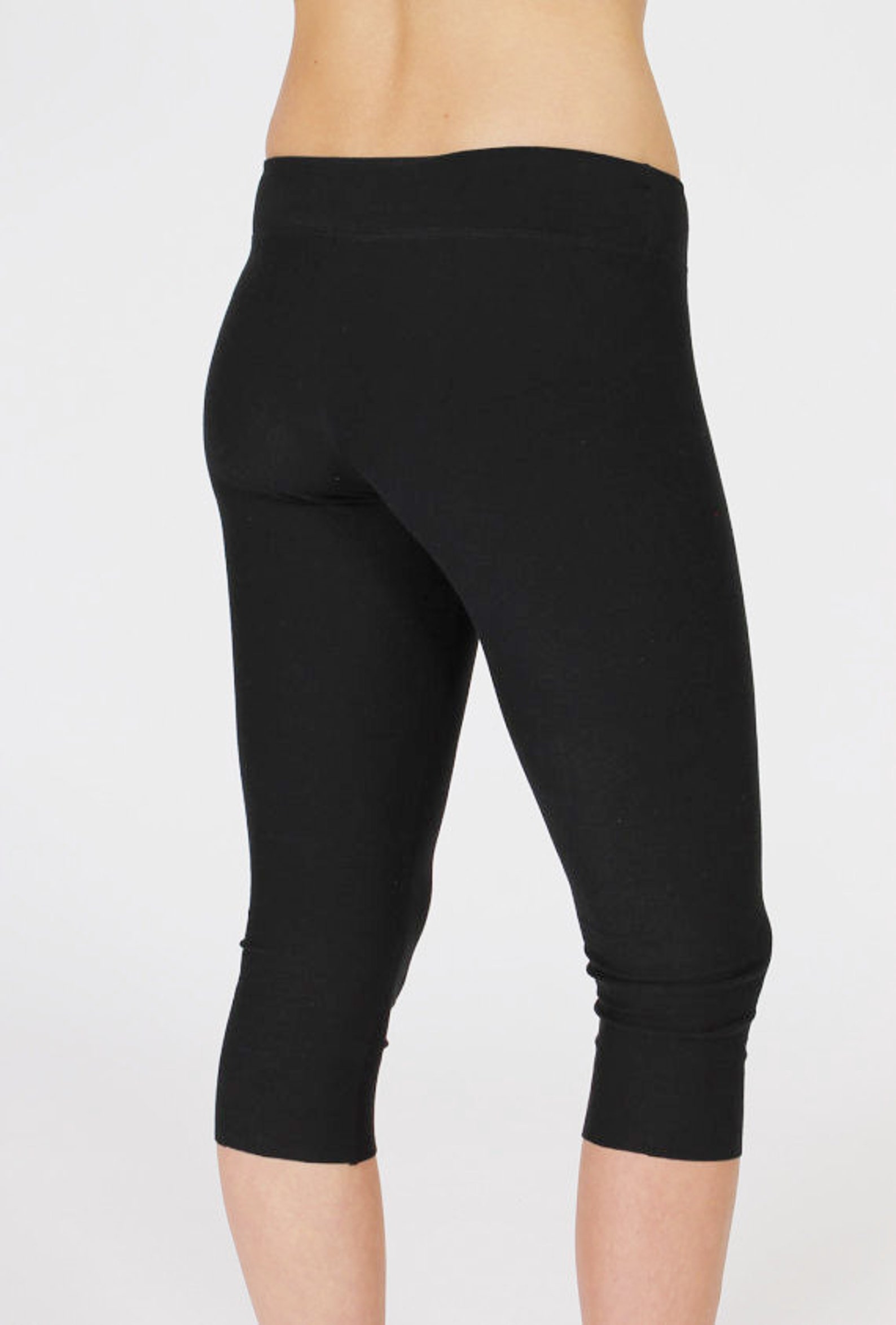 Women's Yoga Capri Leggings Black Fittedmid Rise Etsy