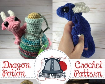 Large Dragon Potion Bottle Dice Bag Crochet Pattern, DnD, tabletop gaming, dice holder, crochet bag, magic, Dice Bag, Dragons