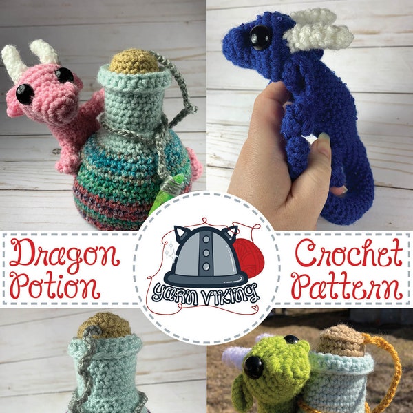 Grand Dragon Potion Bottle Dice Bag Crochet Pattern, DnD, jeux de table, porte-dés, sac au crochet, magie, Dice Bag, Dragons