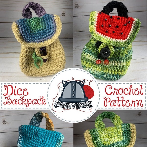 Dice Backpack, Dice Bag Crochet Pattern, DnD, tabletop gaming, dice holder, crochet bag, magic, Dice Bag