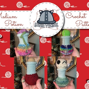 Medium Potion Dice Bag Crochet Pattern, Hand Held, Cosplay, DnD, tabletop gaming, dice holder, crochet bag, magic, Dice Bag,