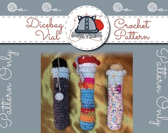 Vial Dice Bag Crochet Pattern, Holds 1 Set, DnD, tabletop gaming, dice holder, crochet bag, magic, Dice Bag