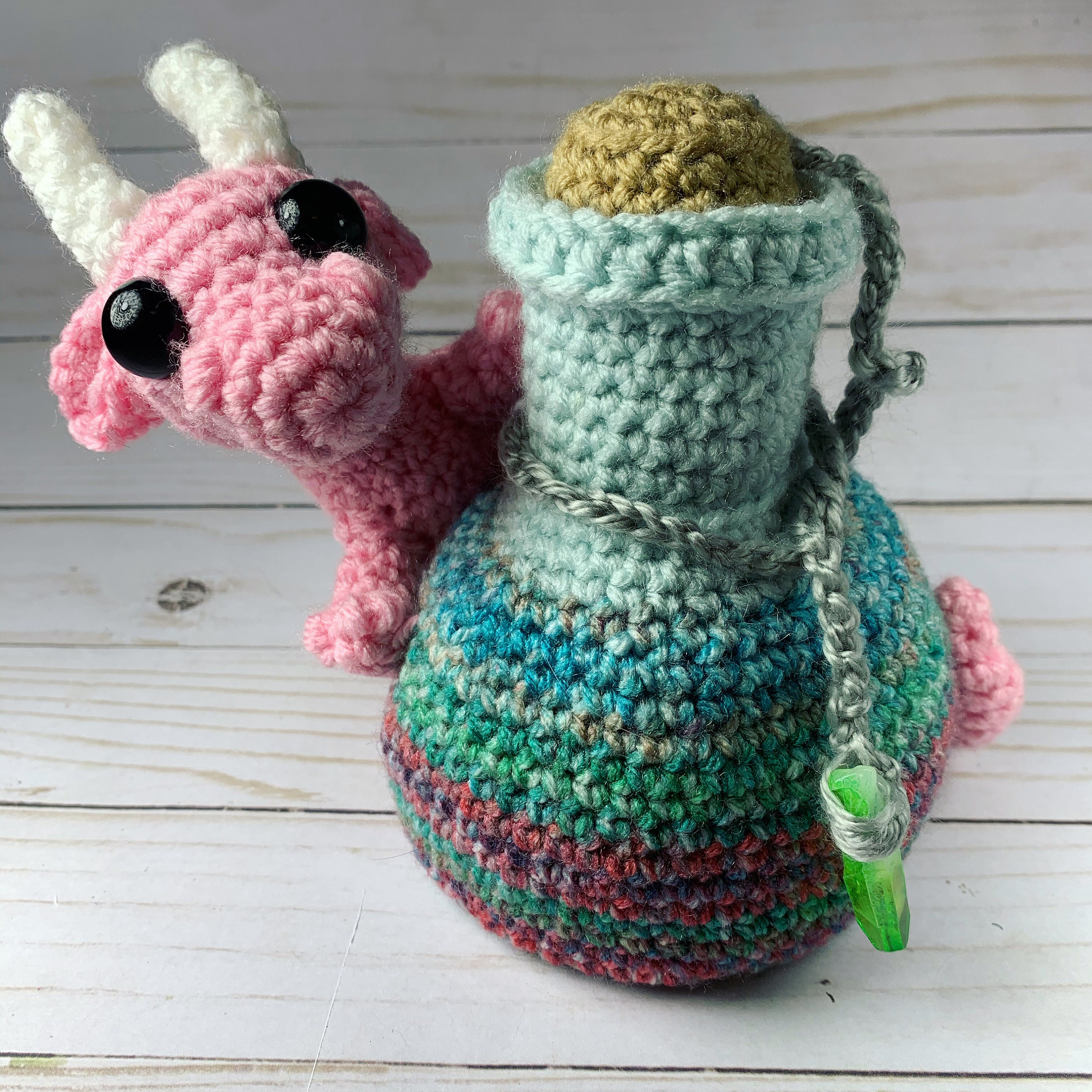 Crochet dragon dice bag sale
