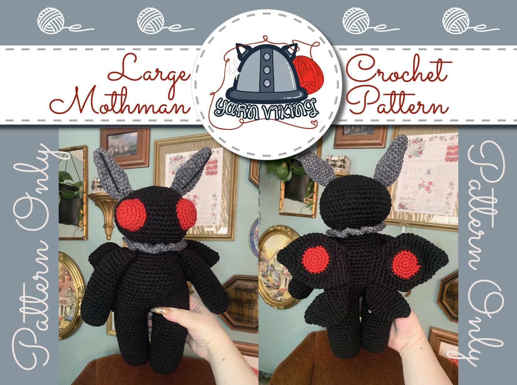 30 Mothman Crochet Patterns for Cute, Creepy, and Display-Worthy Makes 13 Large Cuddle-Size Mothman Plush Pattern