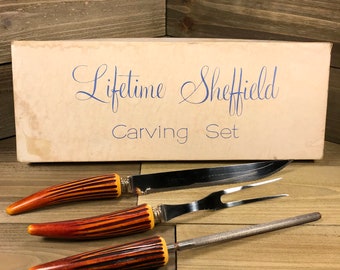 Vintage (1950's) Lifetime Sheffield Carving Set (3-piece) **FREE SHIPPING**