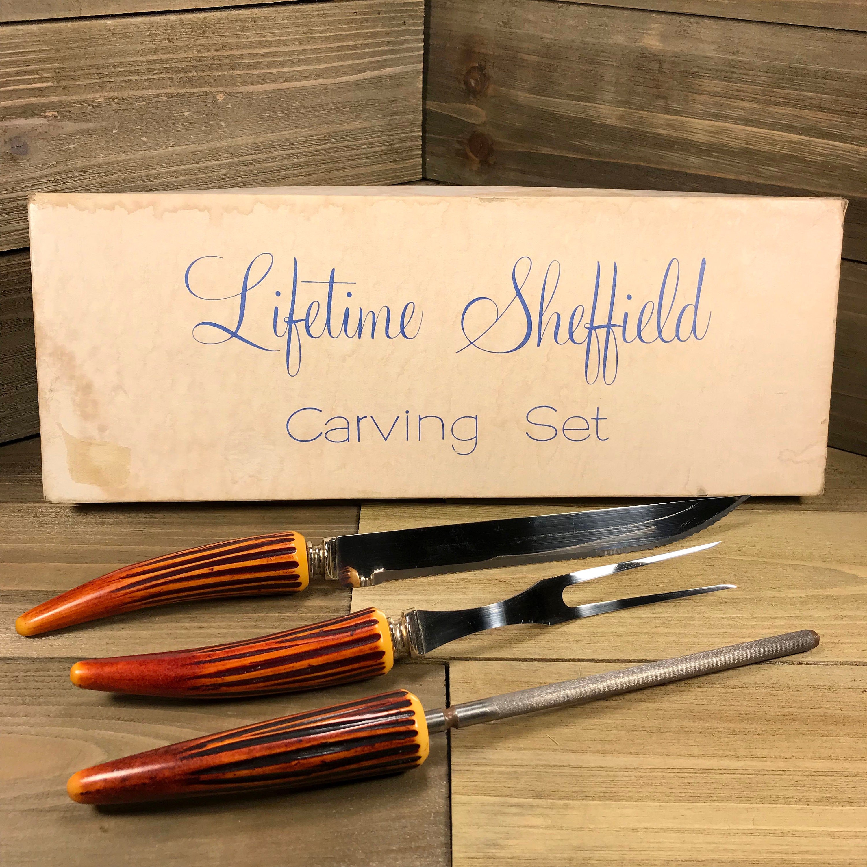Vintage 1950's Lifetime Sheffield Carving Set 3piece Etsy