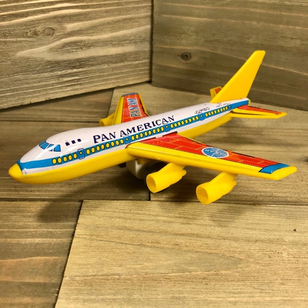 Vintage (1970's) Pan American B-747 Tin Airplane Friction Toy (Made in JAPAN) **FREE SHIPPING**