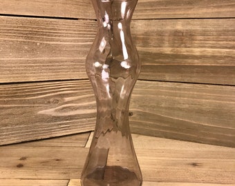 Vintage (1940's) Hand Blown Glass Transparent Purple Swirl Bud Vase **FREE SHIPPING**