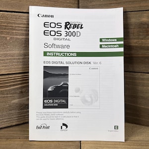 Vintage (2003) Canon Digital EOS Rebel/EOS 300D Software Manual (English only) **FREE Shipping**