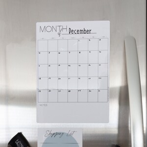 Magnetic Month of Planner Dry Erase Board | Whiteboard Planner | Family Tracker | Magnetic Menu | Dry Erase Calendar