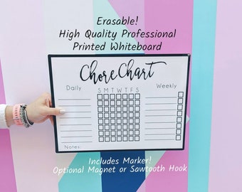 Children's Chore Chart Single - Reusable | Erasable | Dry Erase Chart | Routine Chart | Kids Chores | Responsibility Chart | Magnetic Chore