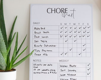 Reusable Chore Chart – Erasable Responsibility Chart, Kids Routine