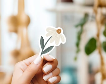 White Daisy Floral Sticker | Water Resistant Decal