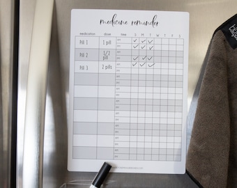 Medication Planner Magnetic Dry Erase Board | Whiteboard Medicine Planner | Family Tracker| Dry Erase Medication Planner