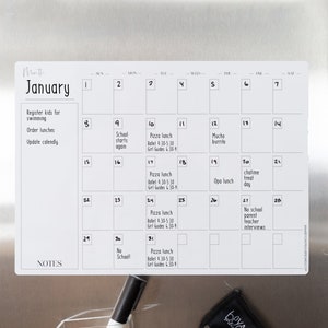 Magnetic Monthly Planner Horizontal Dry Erase Board | Whiteboard Planner | Family Tracker | Magnetic Menu | Dry Erase Meal Planner