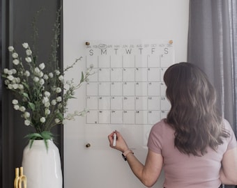 Acrylic Calendar Classic | Acrylic Large Calendar | Acrylic Weekly Planner | Clear Modern Calendar | Acrylic Organizer