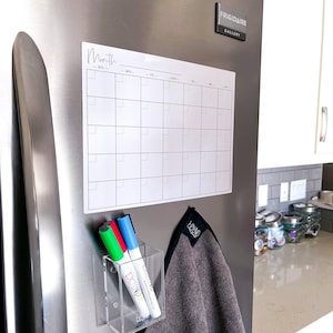 Magnetic Monthly Calendar Horizontal Dry Erase Board | Whiteboard Planner | Family Tracker | Magnetic Menu | Dry Erase Meal Planner
