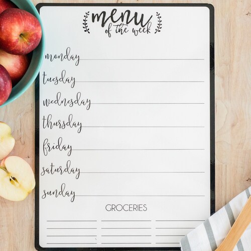 Cute 10x16 Dryerase Weekly Menu Planner Etsy